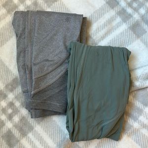 Athleta Girl Leggings x2 Green and Grey both L/12